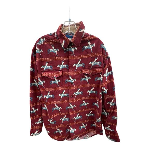 Wrangler Other - Wrangler Vintage Rodeo Bull Riding Western Cowboy Pearl Snap Shirt Men's Large?